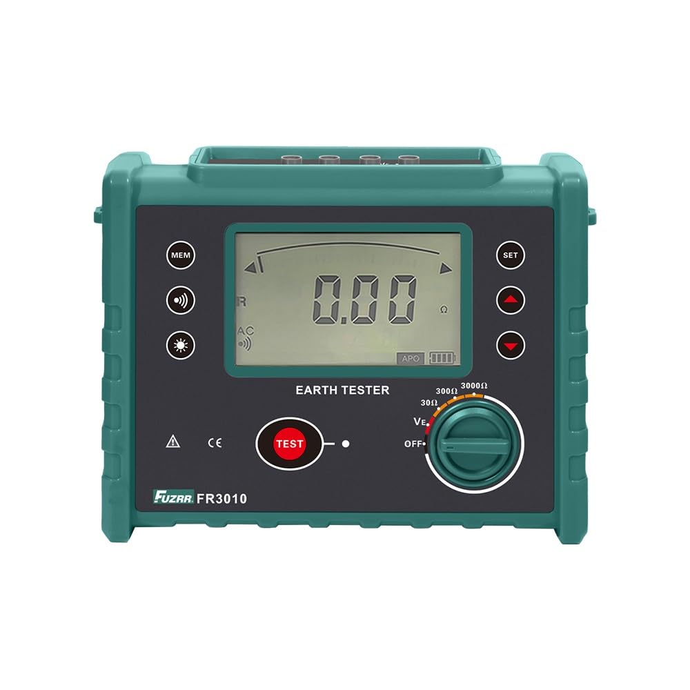 Probador de resistencia a tierra FR3010, medidor digital a 0,01–3000 Ω, medición voltaje 600 V, retroiluminación LCD, prueba 2/3 cables, almacenamiento 500 datos