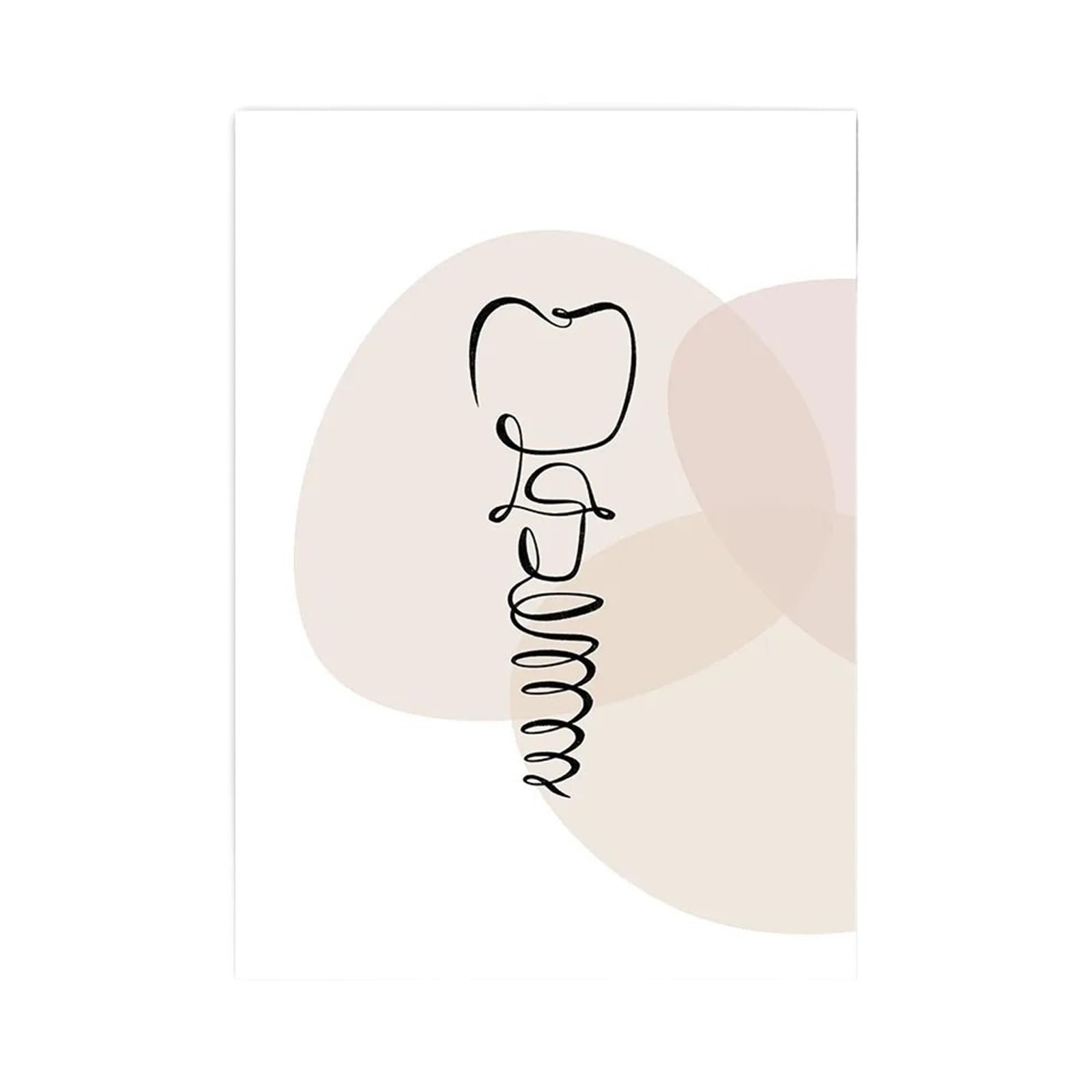 DPNENTV 1pc Teeth Abstract Line Oral Health Dentist Wall Art Canvas Painting Nordic Posters And Prints Pictures For Dental Clinic(8,20x30cm)
