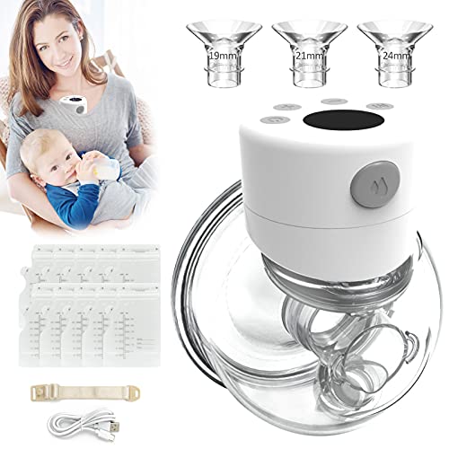 Loryhall Wearable Breast Pump, Portable Hands-Free Pump With Bpa Free & Dishwasher Safe, Low Noise And Long Battery Life, 2 Mode & 9 Levels Electric Pump Comes With 19/21 / 24/27 Mm Flange #TOP4