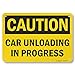 SmartSign 7 x 10 inch “Caution - Car Unloading in Progress” OSHA Metal ...