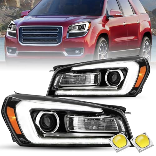JSBOYAT Fit for 2013-2016 GMC Acadia Halogen Headlight Assembly Projector LED DRL Factory OE Style Headlamp Pair Set