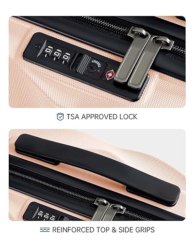 Image of BAGSMART Travel Luggage Carry-Ons, Light Orange, Carry-On 20-Inch, Hardside Carry on Luggage With Spinner Wheels Airline Approved