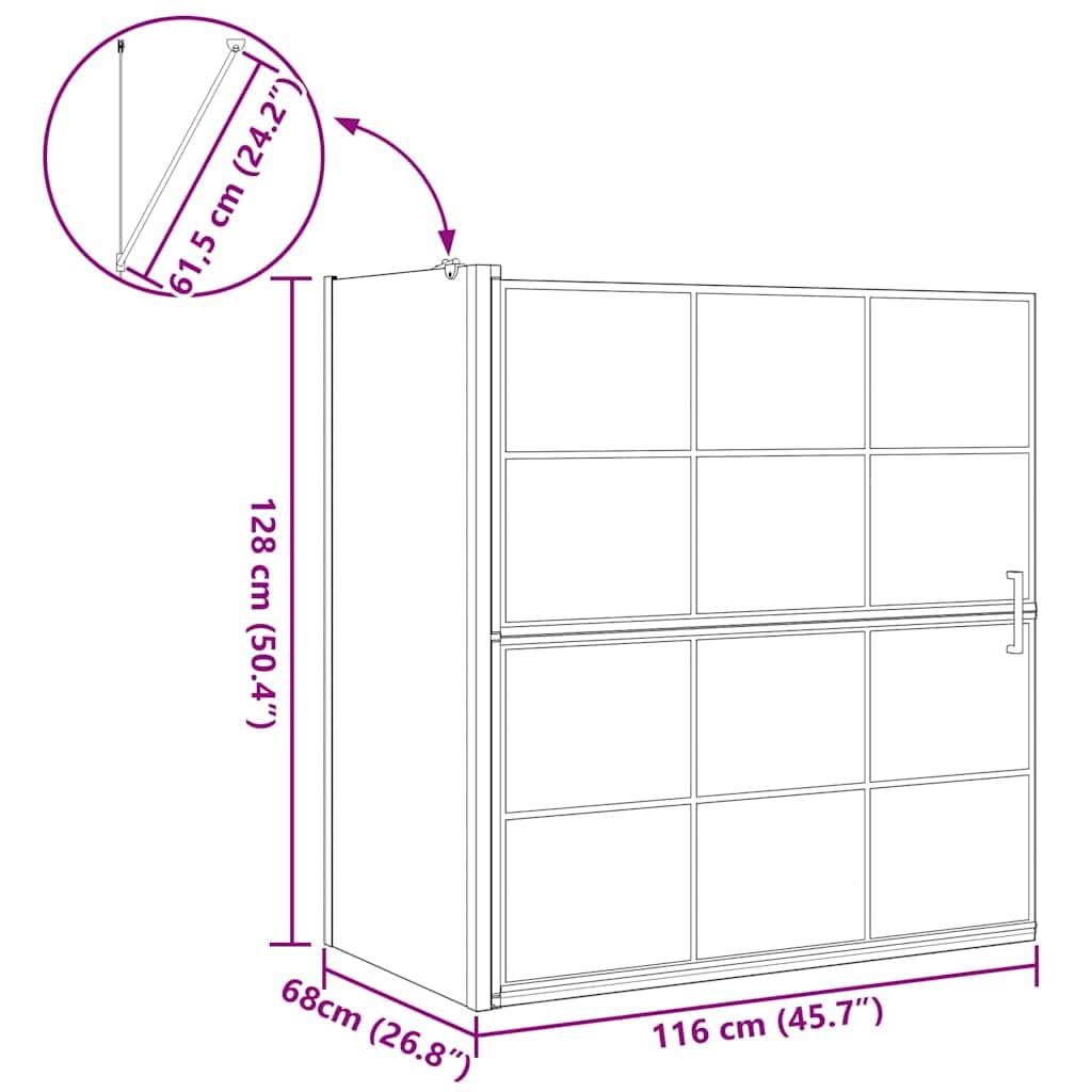 Mampara de ducha de baño de cristal transparente, 116 x 68 x 128 cm, con mecanismo plegable para baño, deflector de agua, juntas, bisagras, fácil montaje