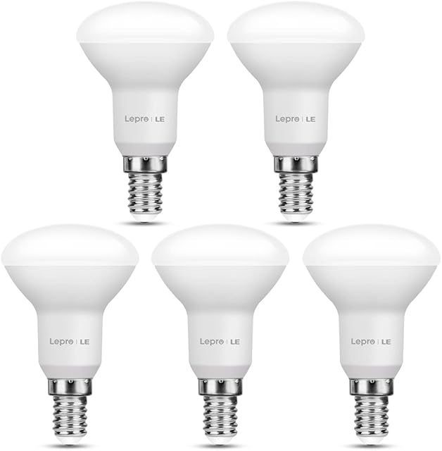 Lepro E14 LED Light Bulb, R50 Reflector Bulb Small Screw, 4.9W 470lm, 40W E14 Bulb Equivalent, 2700K Warm White LED Spotlight Bulbs E14, 120° Wide Angle, Non-dimmable, Pack of 5