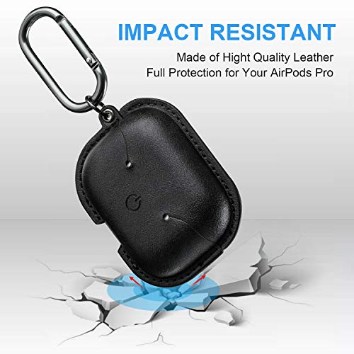 Image of Maxjoy for AirPods Pro 2 Case Leather, Airpods Pro Leather Case Cover with Keychain Airpod Strap Compatible with Apple Airpod Pros 2nd Generation 2023 2022 /AirPods Pros 2019 (Front LED Visible), Black