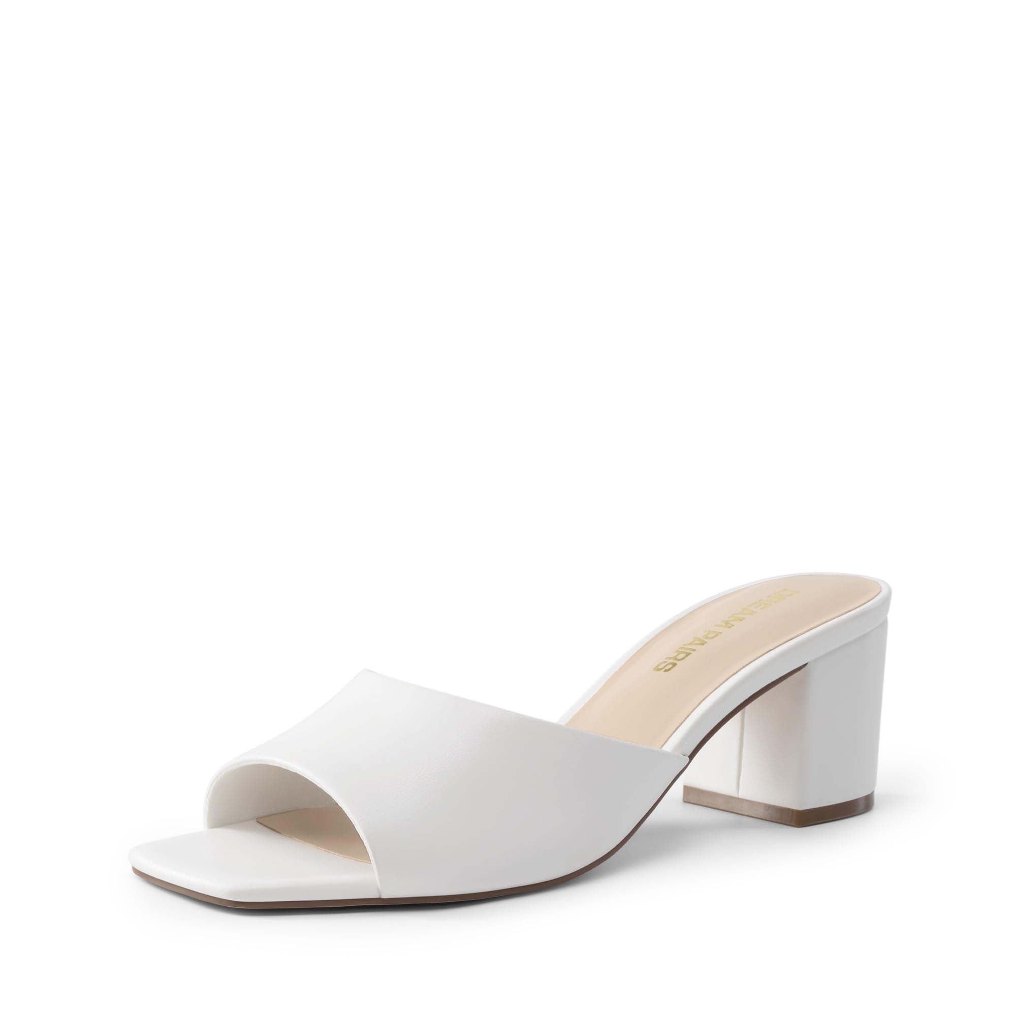 DREAM PAIRS Sandali da donna con tacco basso, tacco a blocco, sandali con tacco grosso, senza lacci, punta quadrata, casual, comode, décolleté