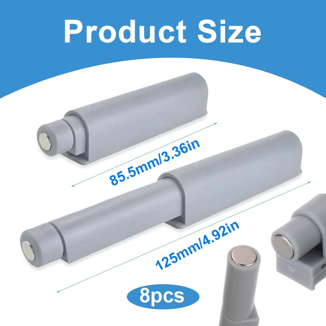 8 Pezzi Push Pull per Ante Robusto Apertura a Pressione Ante Chiusura Magnetico Pressione Home Premi per Aprire Custodia