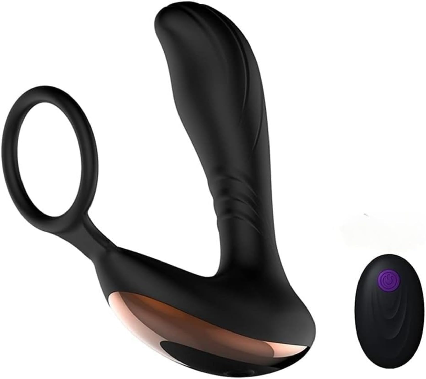 Massaggiatore con telecomando, dotato di plug anale vibrante e anello anale, realizzato in silicone