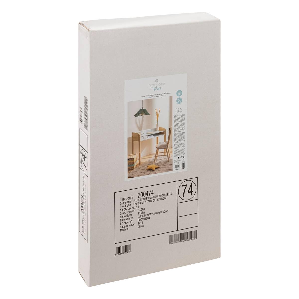 Atmosphera - Bureau Enfant Primaire l100cm Blanc en Bois