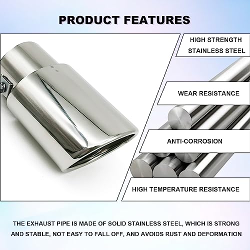 Stainless Steel Car Exhaust Tip, 2.5" to 3.3" Adjustable Car Decoration Chrome-Plated Finish Exhaust Tailpipe, Universal Car Exhaust Pipe Modification Tail Throat Tail Pipe (Silver #Straight) by CmeRto - Used condition - Image 5