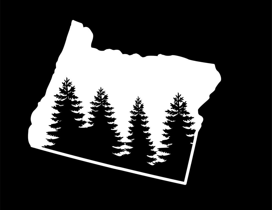 ND395W State Of Oregon Pine Tree Decal Sticker | 5.5-Inches By 4.6-Inches | Premium Quality White Vinyl