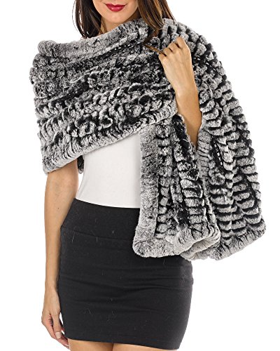 Black Frost Rex Rabbit Fur Jamie Shawl