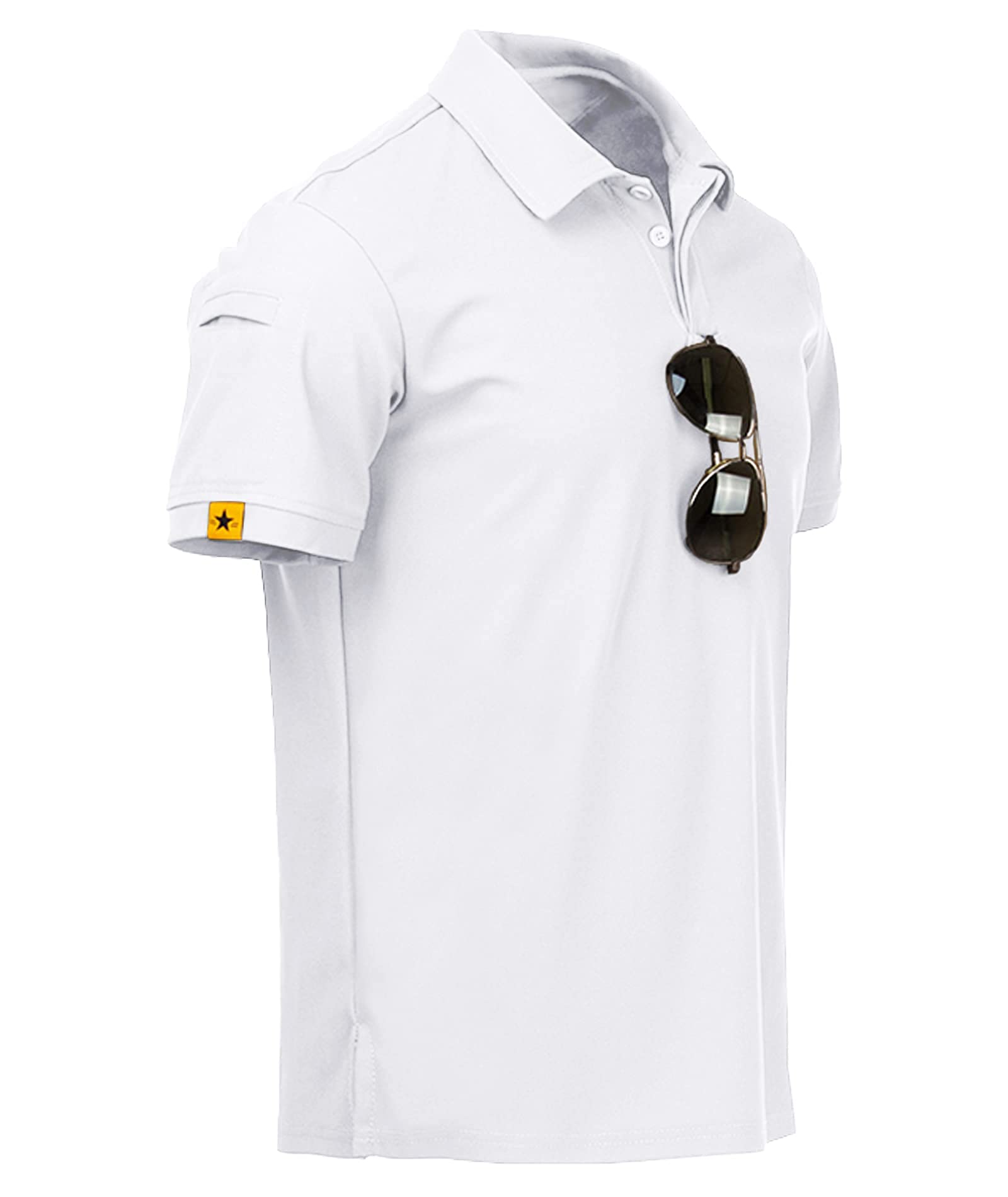 geeksport Poloshirt Herren Kurzarm T-Shirts Männer Golf Polo Shirt Funktions Polohemd Casual Sport Shirt Outdoor Atmungsaktives Sommer Polo (Weiß XXL)