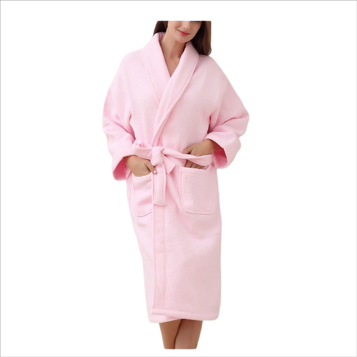 Abito da Uomo da Uomo e da Donna, Accappatoio con Colletto a Scialle, Accappatoio Unisex, for la casa for Il Tempo Libero o Gli Indumenti da Notte (Color : Pink, Size : M)