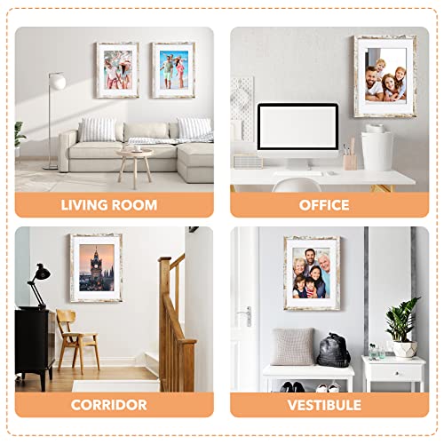 Syntrific 16X20 Rustic Picture Frames Set Of 6,Distressed White Farmhouse Photo Frames Display Pictures 11X14 With Mat Or 16X20 Without Mat,Wall Gallery Collage Photo Frames Home Decor Poster Frame #TOP5