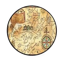 Ksajwzf Round Area Rugs 3Ft Pirate Map Sailboat Anchor Modern Area Rug Non Slip Backing Soft Carpet Kids Play Mat Nautical Anchors for Entryway Living Room Bedroom Indoor Rugs