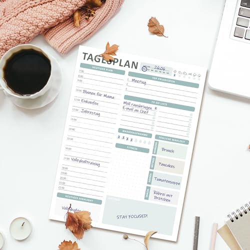 BIROYAL Daily Planner Pad DIN A4 without Fixed Date (50 Pages), Tasks, Appointments, Notes & Ideas - Image 3