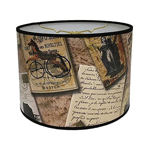 Image of Royal Designs, Inc. Trendy Decorative Handmade Drum Shade, Made in USA, 10in, HBC-8020-10, Victorian Letters