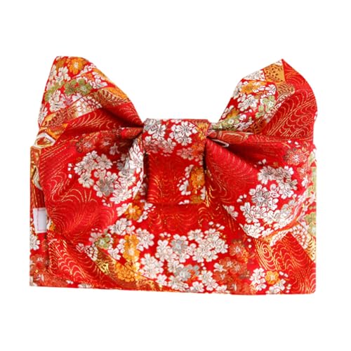 Japanese Kimono Obi Belt with Pre-Tied Bow for Women and Kids - Traditional Yukata Sash for Cosplay, Festivals, Photo Shoots (35.83x5.91 inch)- Red