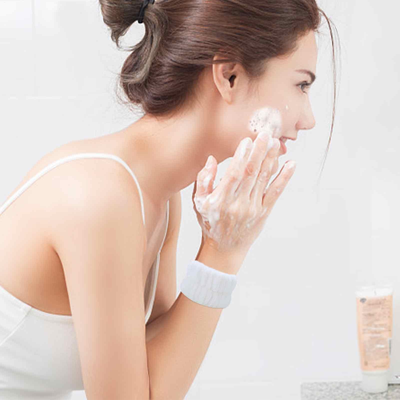 Muñequeras faciales - 4 Piezas de Diademas faciales absorbentes, muñequeras de Limpieza de Microfibra | Gomas para muñecas para prevenir derrames de líquidos