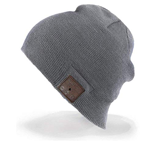SZ Yideng Gorro de Música Inalámbrica Bluetooth, Gorro de Invierno Unisex con Auricular Inalámbrico Micrófono de Mano Beanie USB Recargable de Manos Libres para Correr Esquí Patinaje (Gris Claro)