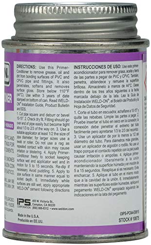 Weld-On 10875 Pc-64 Pvc/Cpvc Primer-Conditioner - Low-Voc, Purple, 1/4 Pint (4 Fl Oz) #TOP1