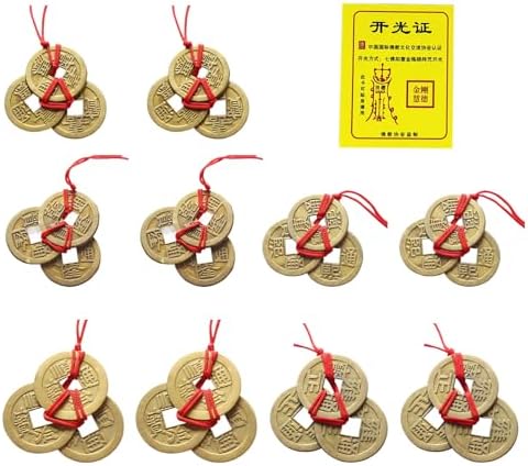 Brass Chinese Feng Shui Coins with Red String – 5 Emperor Styles ...