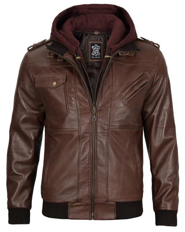 Image of Decrum Bomber Style Real Lambskin Leather Jackets for Men