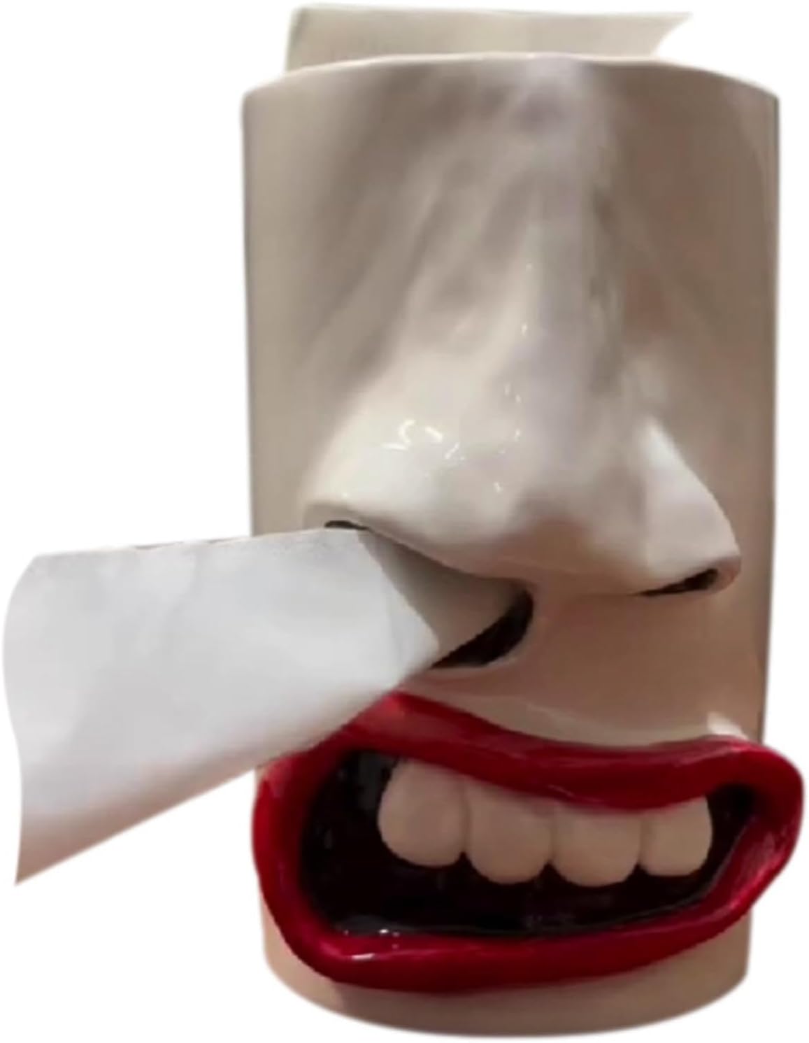 Funny Tissue Box, Handmade Nose and Mouth Design Tissue Holder, 3D Tissue Box Cover, Unique Nose Tissue Box Resin Desktop Ornaments, Creative Face Statue Box for Bedroom Dressers Home Decor (1 PC)