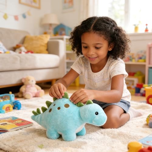 BenBen Dinosaur Stuffed Animal, 13” Dino Plush Toys, Cute Plushies Stuff for Kids, Stegosaurs, Baby Shower, Christmas, Birthday Gifts, Easter Decorations, Blue - image 7