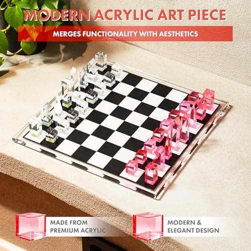 Set de Ajedrez Acrílico Moderno Rosado miniatura 3