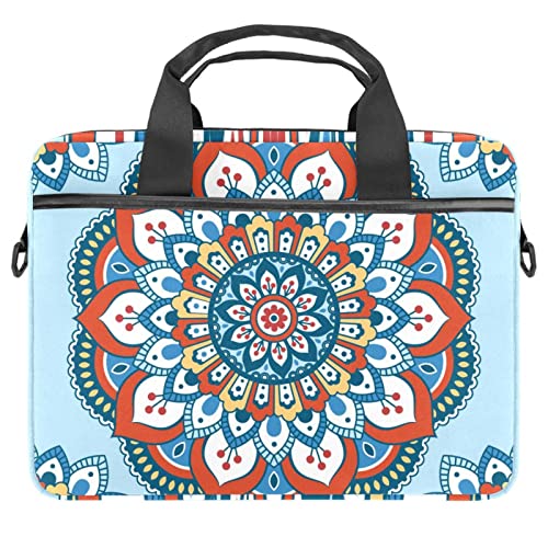 Sacoche ordinateur portable 13-14.5" fleurie bleue avec bandoulière pour protéger votre PC