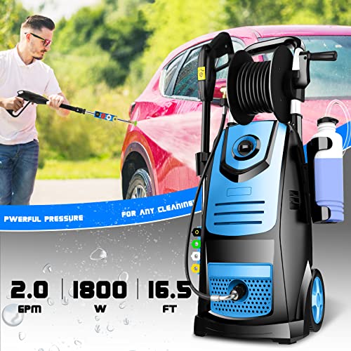Electric Pressure Washer, Professional Electric Pressure Cleaner Machine With 4 Nozzles, Foam Cannon, 1800W High Power Washer With Soap Tank, Ipx5 Car Wash Machine/Car/Driveway/Patio Clean #TOP2