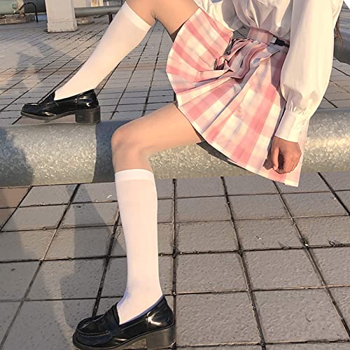 Image of DRESHOW 3 Pairs Cotton Knee High Socks for Women Solid Knit Knee Long Stocking Leg Warmer All Season Gift