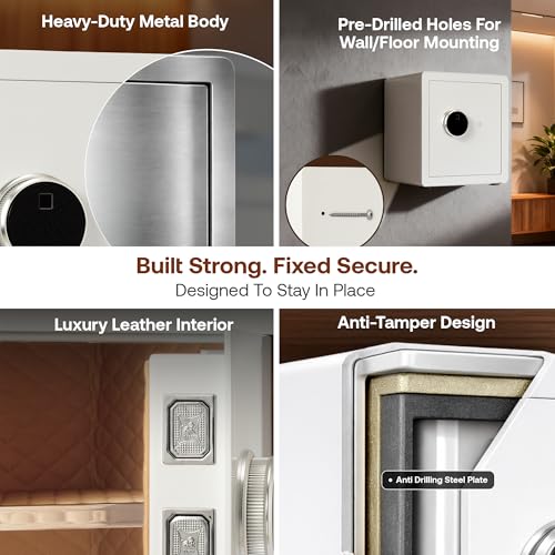 Image of BonKaso Smart Security Safe | Fingerprint PIN Key Access | Adjustable Shelves | Heavy-Duty Metal | Built-in Alarm | Compact Home Office Safe