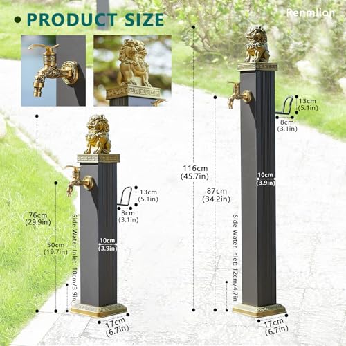 Colonna d'Acqua Verticale autoportante per Giardino Esterno con Rubinetto, Rubinetto da Pavimento, Supporto per Tubo da Giardino, palo di Raccordo per irrigazione