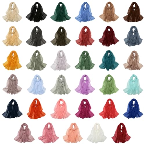 Queenbox 27x68in Fringed Linen Scarf, Cotton Soft Lightweight Scarves Beach Shawl Wrap, Khaki2