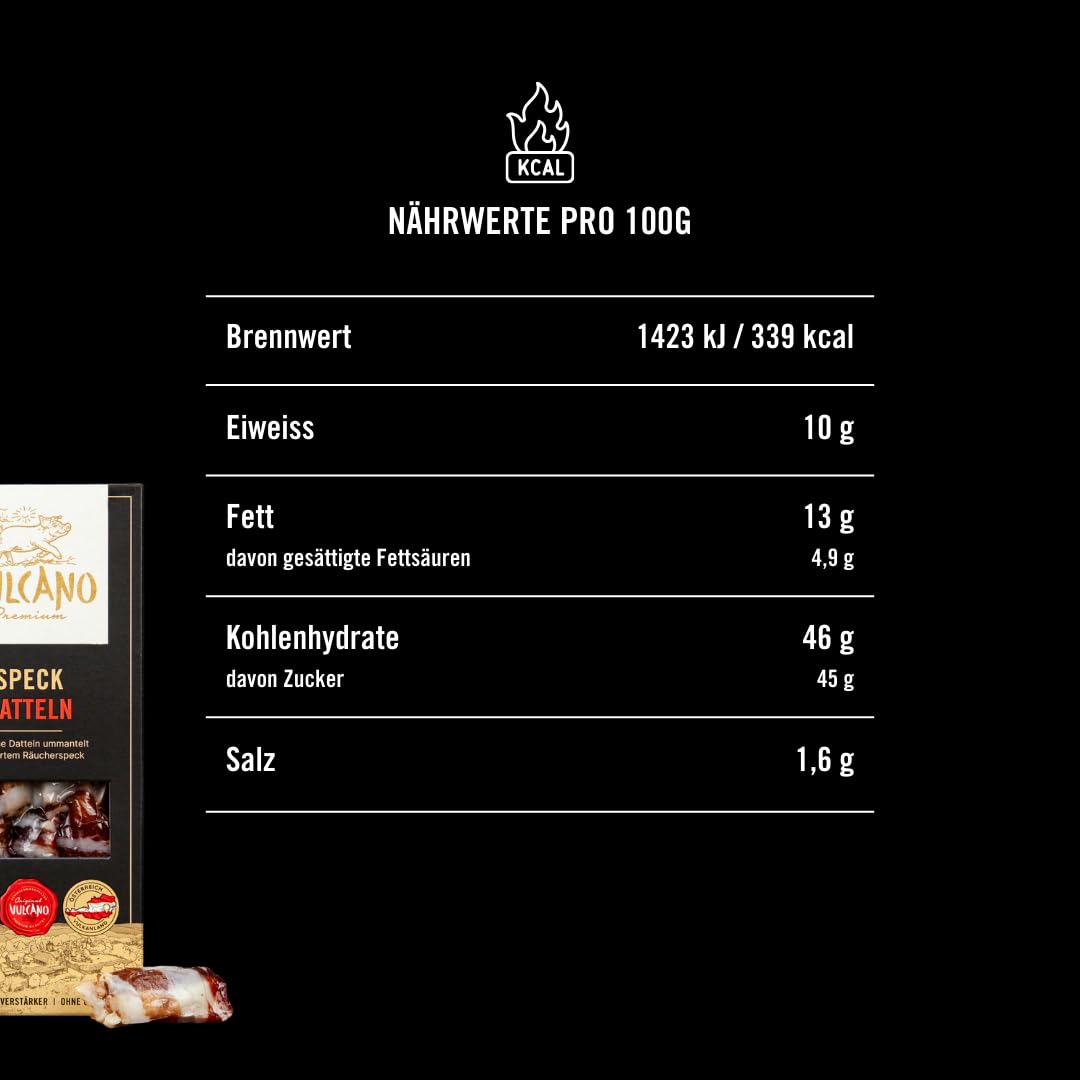 Speckfrüchte mit natürlich Zutaten aus Österreich, Datteln umwickelt mit Räucherspeck, Österreichisches Qualitätsprodukt, Antipasti, Tapas (Speckdatteln)