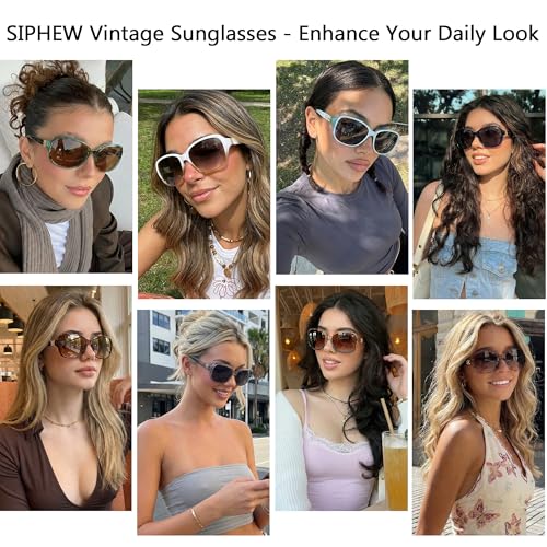 Image of SIPHEW Women's Polarized Sunglasses w UV400 Protection,Classic Sun Glasses | Vintage Sunnies,Wraparound Shade,Lightweight & Comfortable,Big Sunnies eyewear,Driving,Outdoors