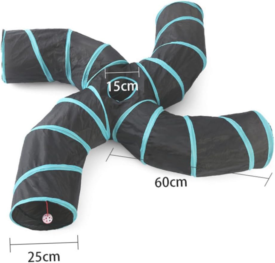 Cat Tunnel Foldable S-Shaped Four- Tube for Indoor Cats and Kittens Pet Playing Tunnel