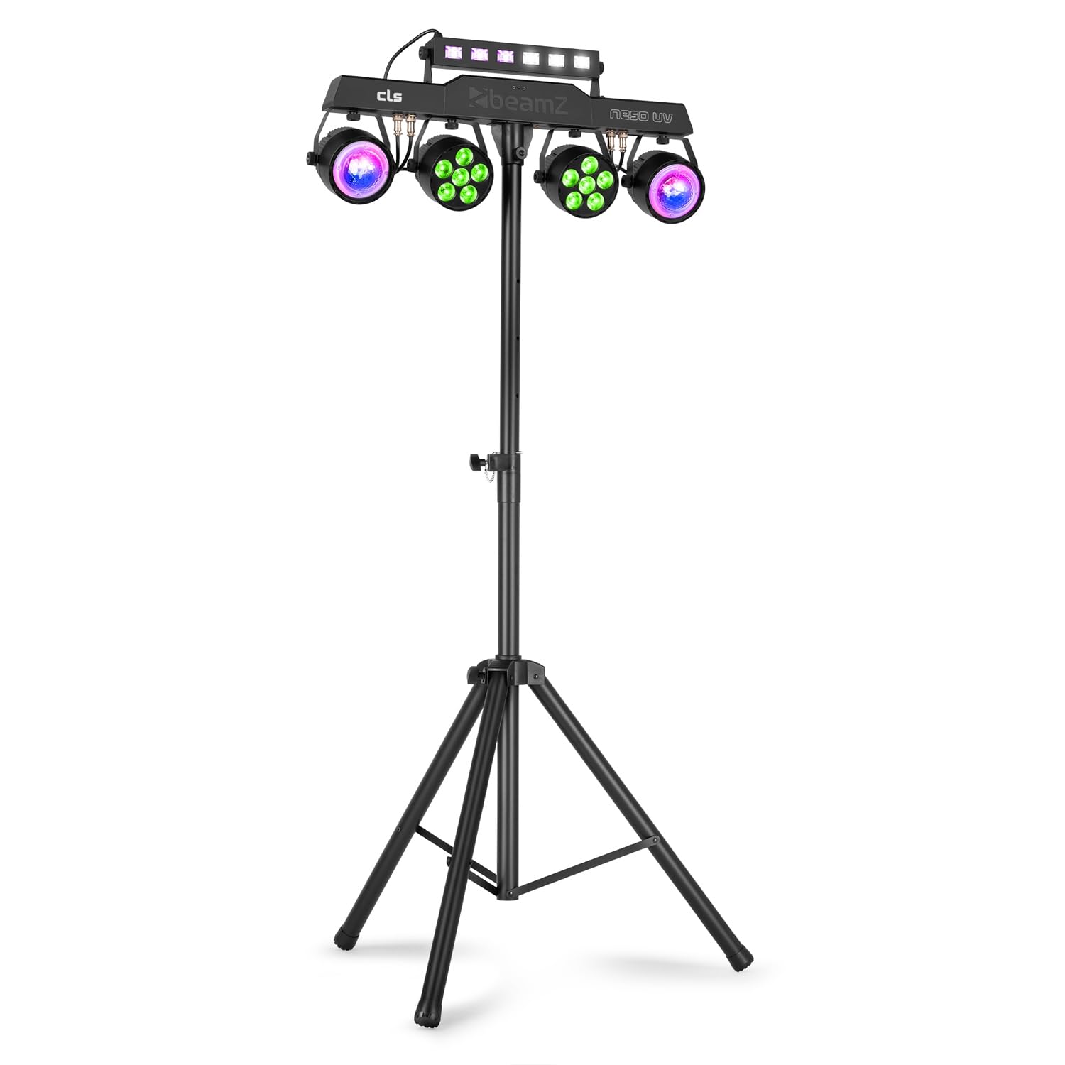 Beamz Rgbw + Uv Cls Party Bar Nesouv Led Disco Party Light Bar With Stand, 2X Jelly Moon, 2X Par Spots, Uv/Strobe Effects, Plug & Play, Remote Control, Dmx, For Djs, Home, Kids & Party Events