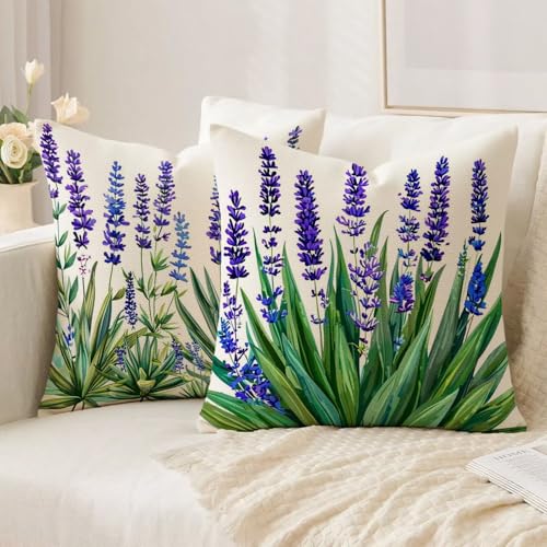 Housse coussin 75x75cm lin de qualité supérieure violet
