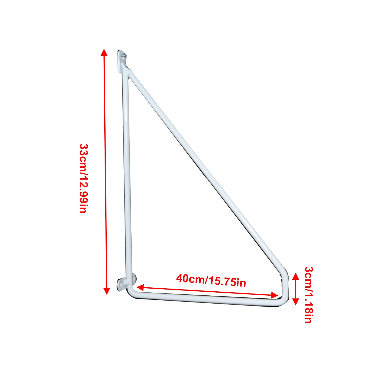 2 Soportes para Estantes Fijos Triangulares,Soportes de Estantes de Hierro Forjado Montados En La Pared,Soporte de Esquina Decorativos,Accesorios Incluidos,Carga de 150lb (40cm/15.75in,White)