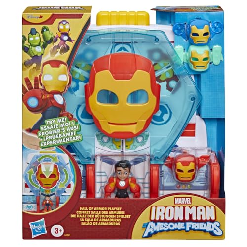 Disney Jr. Series, Marvel'S Iron Man and His Awesome Friends, La Sala de armaduras, Figura de 7,6 cm con Accesorios, Juguetes de superhéroes, A Partir de 3 años