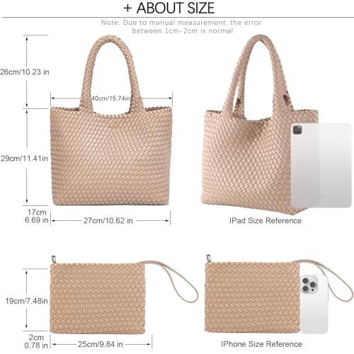 Image of JINMANXUE Fashion Woven Bag Shopper Bag Travel Handbags and Purses Women Tote Bag Large Capacity Shoulder Bags