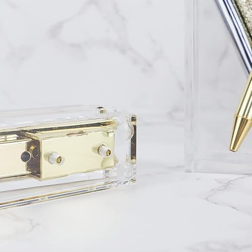 Miniatura 4 de Engrapadora manual con grapas, engrapadora estándar de oro amarillo transparente con 1000 grapas 266 para escritorio, hogar, escuela, oficina,