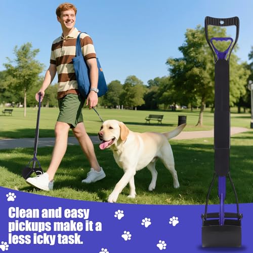 Image of 32'' Pooper Scooper for Large Small Dogs Heavy Duty, Long Handle Poop Scoop for Yard, Grass, Gravel, Dog Poop Grabber with High Strength Material and Durable Spring(Blue)