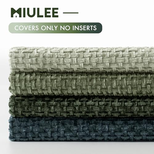Image of MIULEE Pack of 4 Couch Throw Pillow Covers 20x20 Inch Green Forest Soft Decorative Chenille Pillow Covers Farmhouse Accent Cushion Covers for Boho Home Decor Spring Sofa Bedroom Living Room
