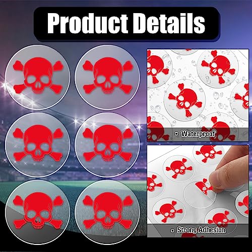 Image of Leinuosen Helmet Stickers Football Baseball Helmet Decals 1-1 /8 Inch Vinyl Sports Football Decals Self Adhesive Hockey Stickers for Hockey, Lacrosse, Batting(Clear Print Red,Skull)