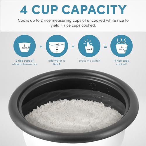 AROMA® Rice Cooker, 2-Cup (Uncooked) / 4-Cup (Cooked), Steamer, Grain Cooker, Soup Maker, Oatmeal Cooker, Auto Keep Warm, 1 Qt, White, ARC-302-1NG by AROMA - Used condition - Image 5